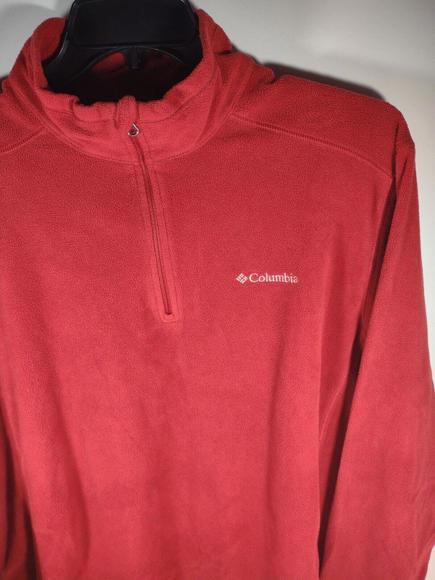 Columbia Fleece Jacket Mens Size XL Long Sleeve 1/4 Zip Lightweight Red EUC - Picture 2 of 5